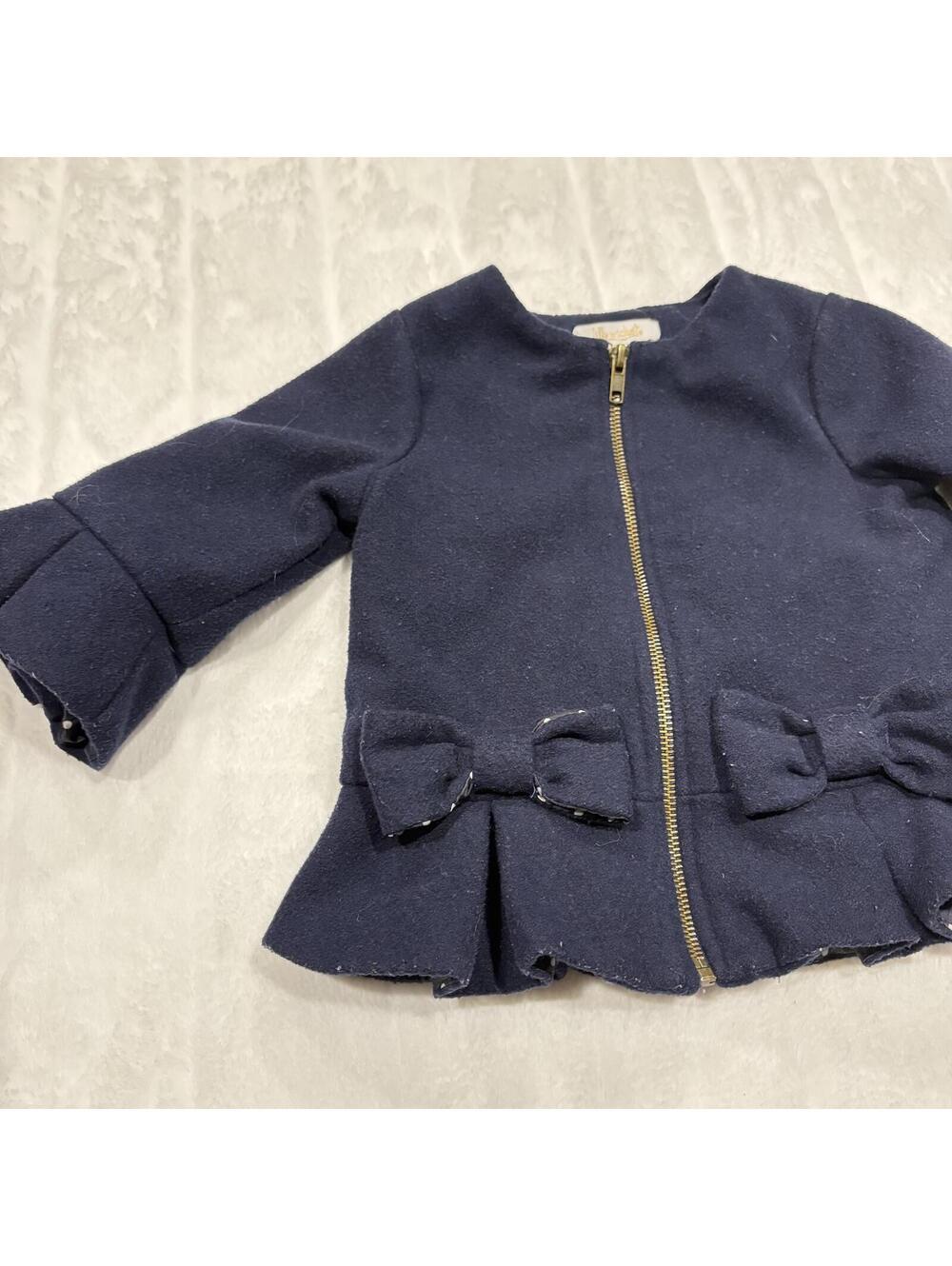 Lilly Wicket Navy Blue Girls Wool Blend Jacket Size 3Yrs Polka Dot Lining